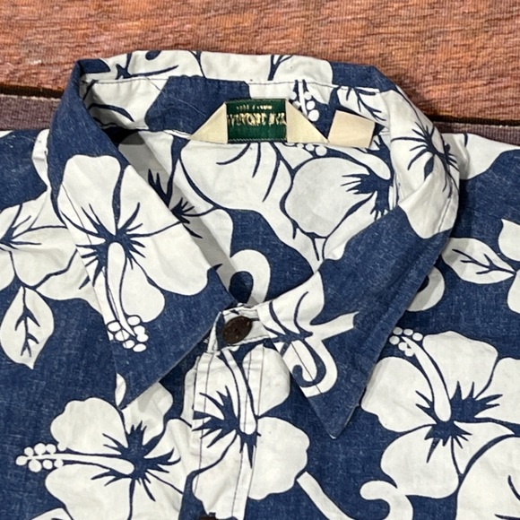 Vintage Hawaiian Blue Floral Button Down Short Sleeve Aloha Hawaii Shirt Mens - Picture 4 of 7